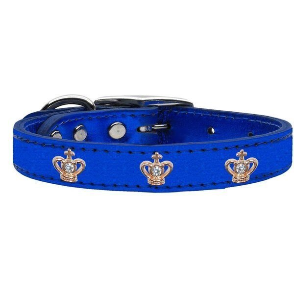 Gold Crown Widget Genuine Metallic Leather Dog CollarBlue Size 24, Mirage Pet Products, Mfr#: 83-56 BLM24